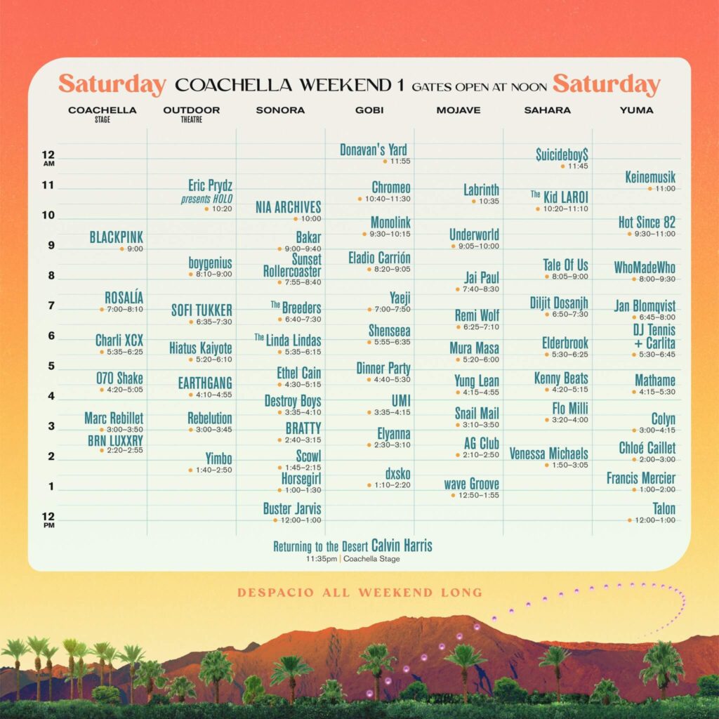 Horario de actuaciones de Coachella 2023 del sábado (primer fin de semana) en el que actúan BLACKPINK