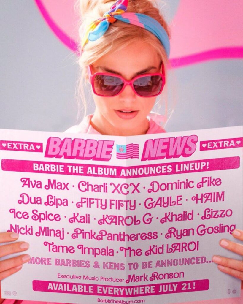 Artistas que forman parte de la banda sonora de la película Barbie